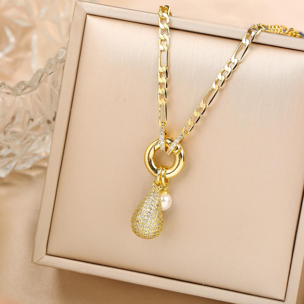 6 Colors Shiny Zirconia Comma Water Drop Pendant Clavicle Chain Choker Classic for Woman Girl Daily Party Jewelry Holiday Gift