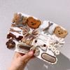 9Pcs/Set Korean Hair Clip Cute Plush Bear Knitting Hair Clips For Girls Bow Flower Hairpins Barrettes Kids Baby Hair Accessories