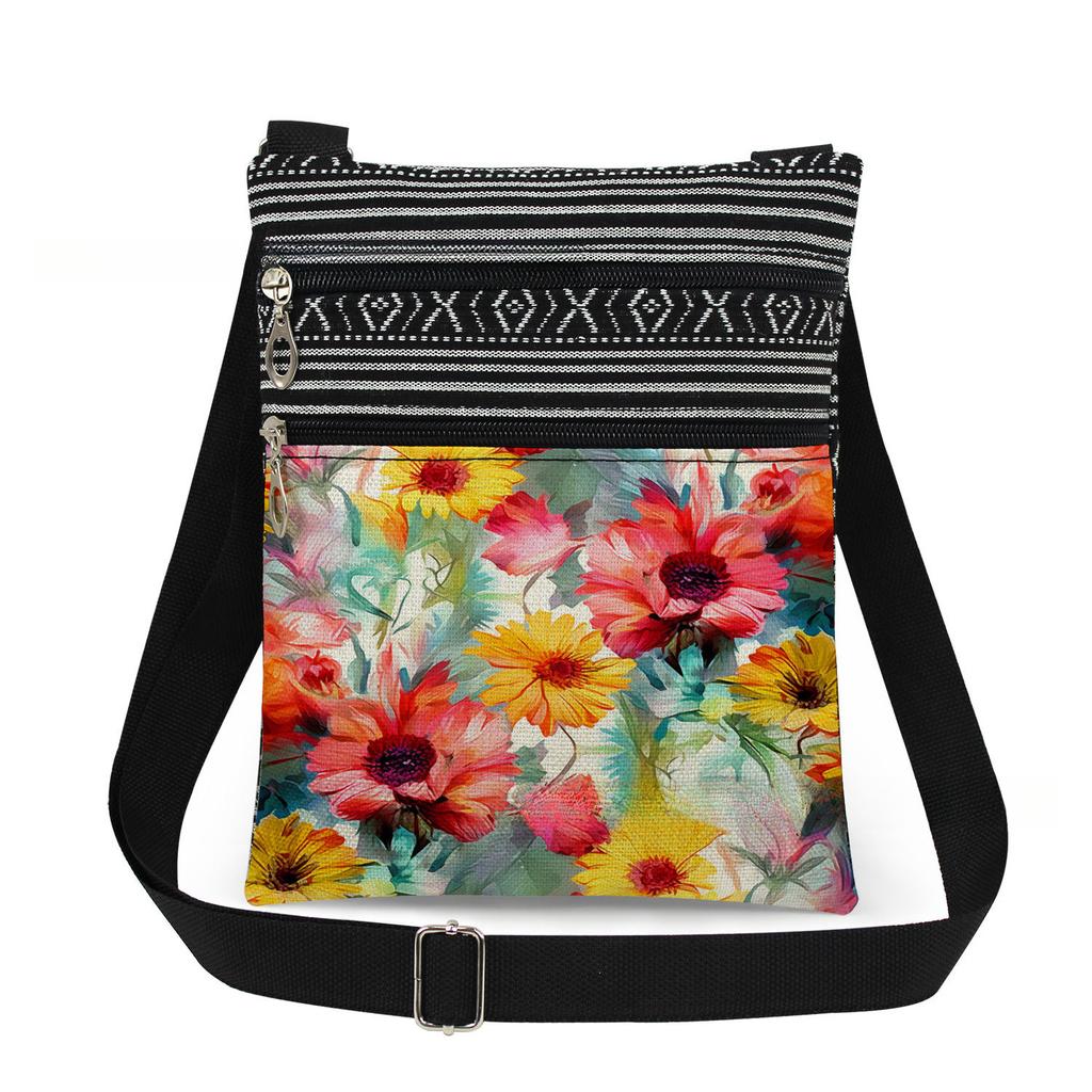 1PC Flower Print Tote Bags Women Shoulder Handbags Postman Package 6909