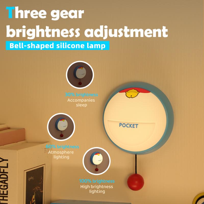 Cute Bell Clap Silicone Nursery Night Light Rechargeable 3 Level Dimmable Bedside Lamp Timing Sleeping Nightlights For Kids Room