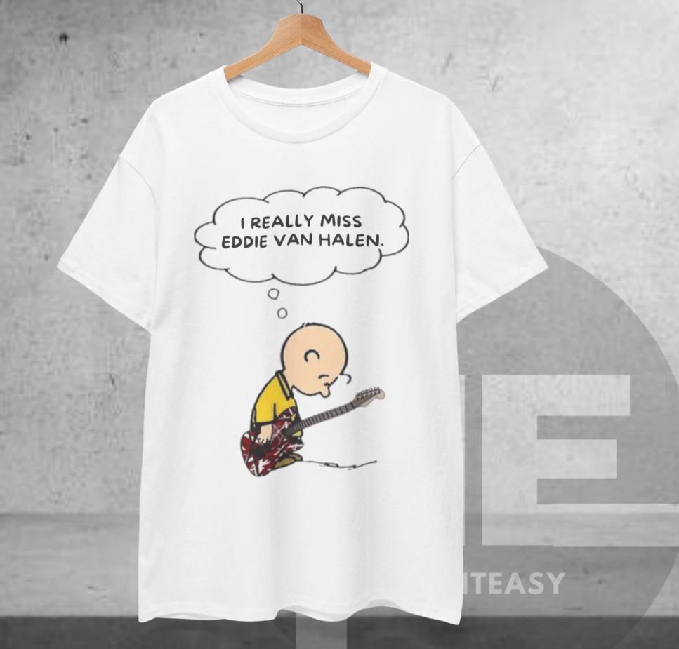 I Really Miss Eddie Van Halen T-Shirt Guitar Unisex Tee Fan Gift L