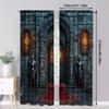 2pc,  Curtains Medieval Castle Versatile 100% Polyester,Without Electricity Birthday Party Use for With Rod Pockets, Translucent