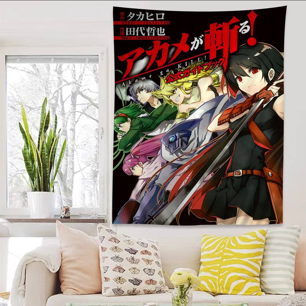 Japanese Anime Akame Ga KILL Anime Tapestry Hippie Flower Wall Carpets Dorm Decor Cheap Hippie Wall Hanging