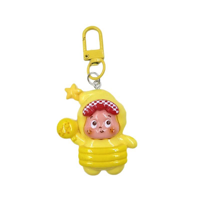 Starman Large Cute Cartoon Keychain Pendant - Creative Backpack Charm Cream Glue Accessory