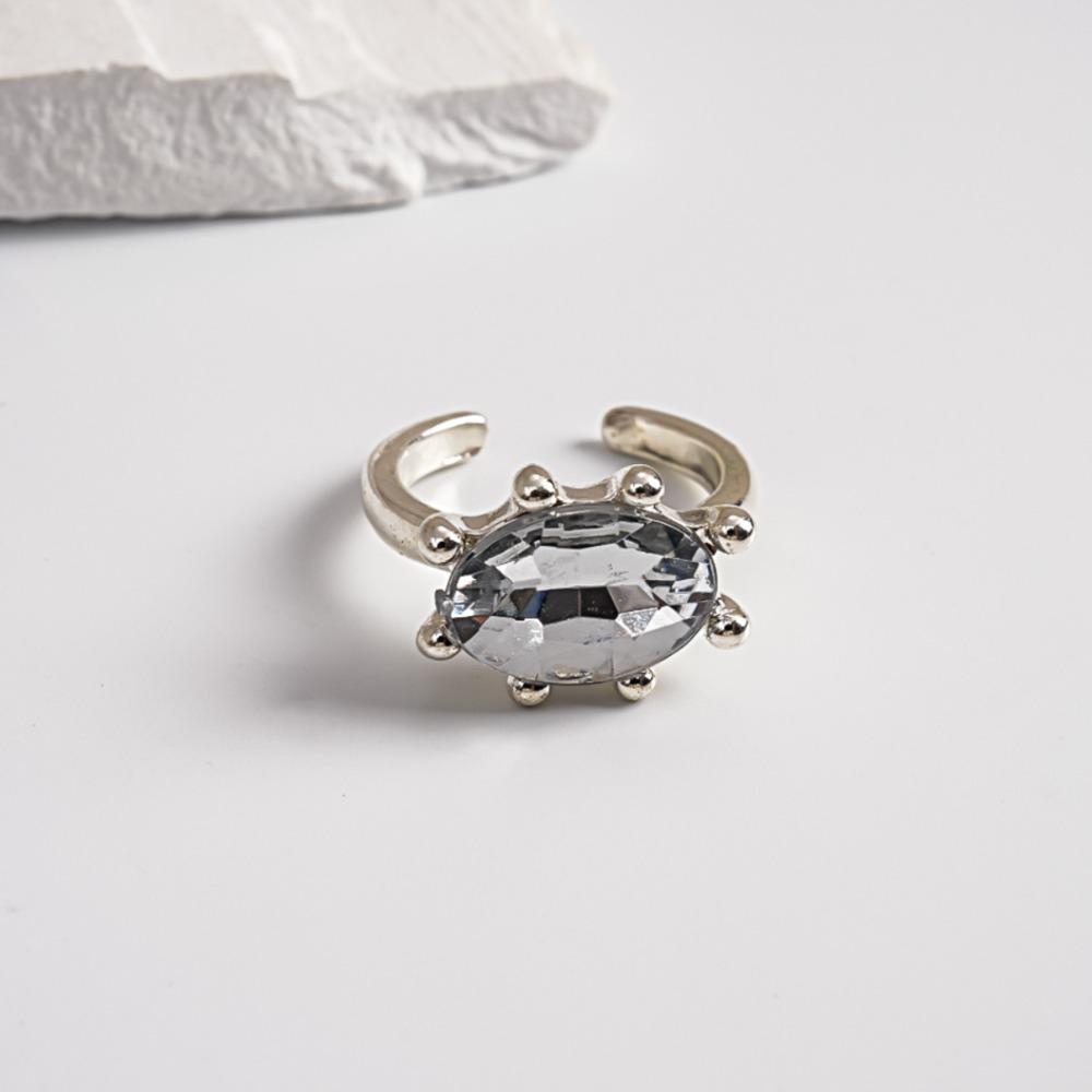 Adjustable Rhinestone Open Ring Colorful Knuckle Ring Trendy Y2K Stackable Ring Women Girls