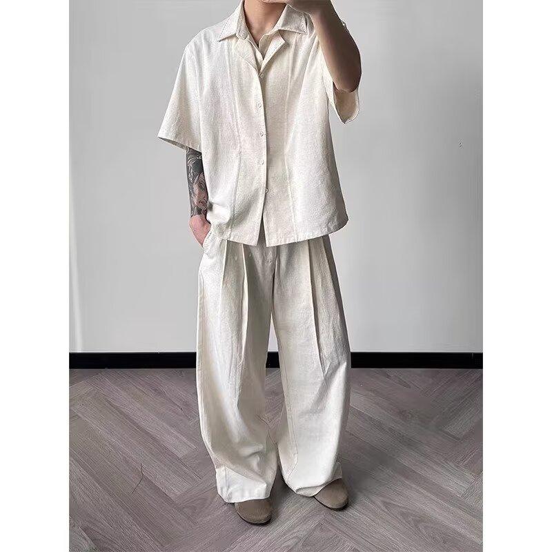 Vintage Kurzarmhemd Herren Sommer Hong Kong Stil Student Locker Lässig Stilvolles Design Herren Oberteil