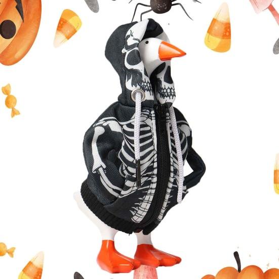 Desk Goose Outfits Mini Goose Hoodies 7-Inch Table Goose Skull Sweatshirts Halloween Seasonal Decoration