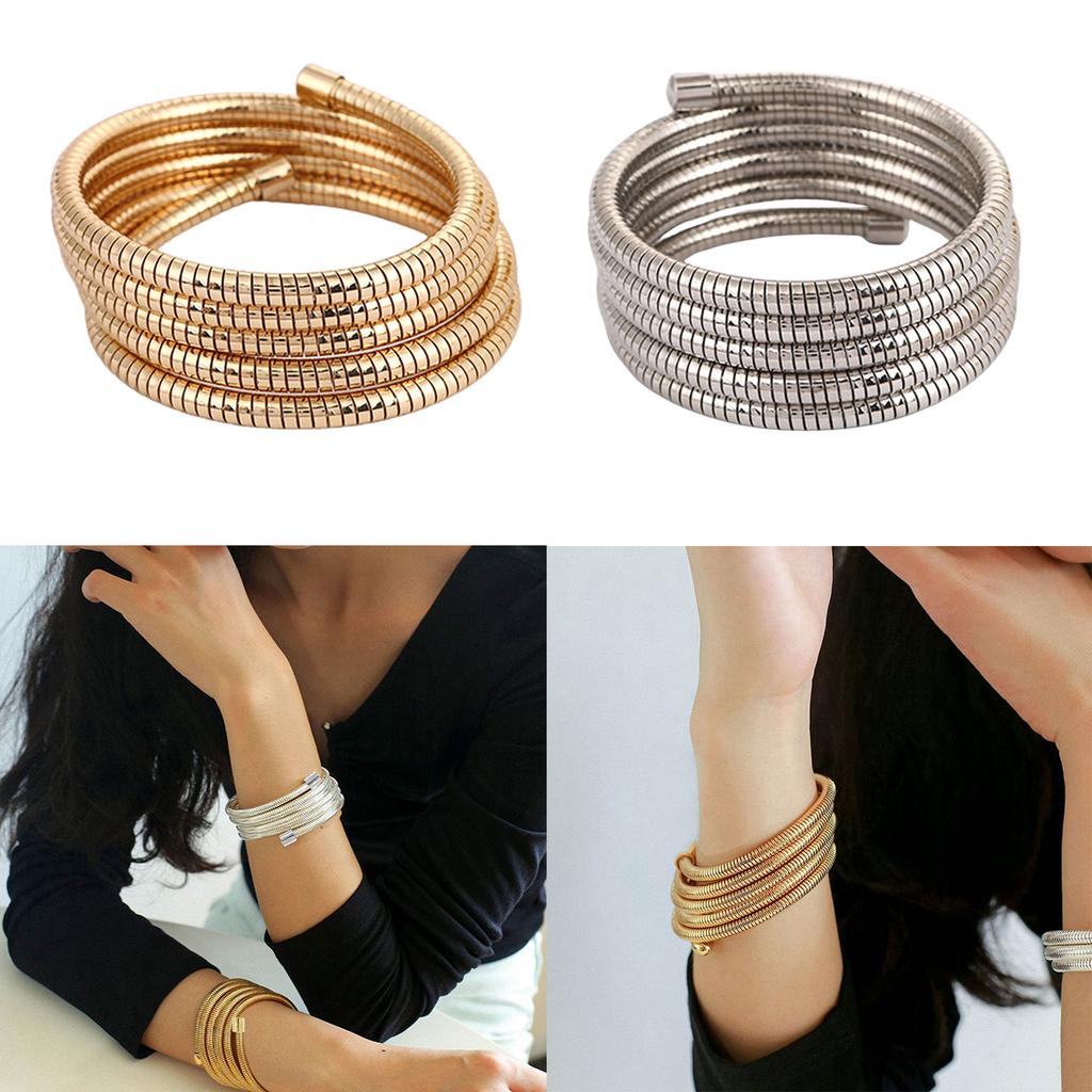 Fashion Unisex Wrist Jewelry Unique Metal Spring Style Bracelet Stackable Bracelet Multi Layer Bracelet for Woman Man