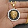 Moda Punk Collana con Ciondolo Testa di Leone Iced Out Colore Oro Acciaio Inossidabile Animale Girocollo per Uomo Gioielli da Festa Regalo Maschile 2025