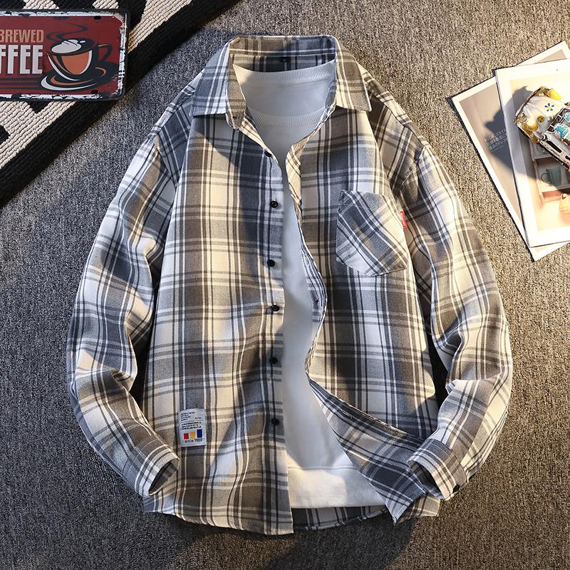 Men's Long Sleeved Shirt Korean Casual Loose Shirt Men's Coat