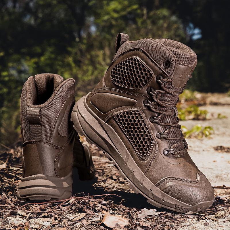 Men's Breathable Tactical Desert Boots - Non-slip, Wear-resistant High-Top Combat Boots for Outdoor Use