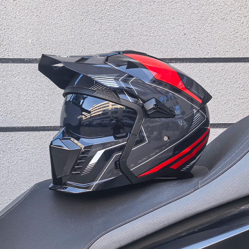 Orz Black Warrior Retro Motorcycle Helmet - Versatile Half/Full Helmet for Men & Women