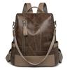 Vintage Black Leather Backpack for Women Soft PU Crossbody Shoulder Bag Anti-Theft Travel Work Bag Ladies Simple Tote Backpack