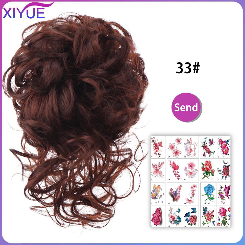 Kudrnaté donutové drdolové příčesky Syntetické ombre elastické updo drdoly Nadýchané rozcuchané rozcuchané drdoly do vlasů pro ženy sponky do vlasů hnědé