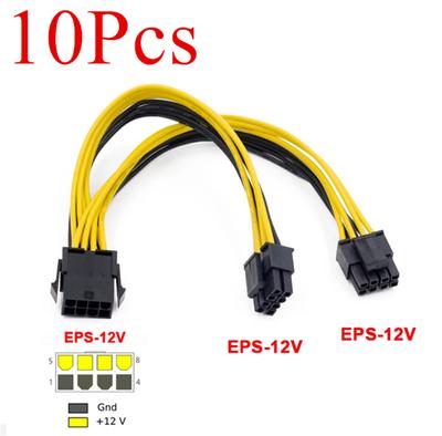 10Pcs PCI-E 8 Pin To Dual 8 Pin EPS 12V Y-Splitter Power Cable