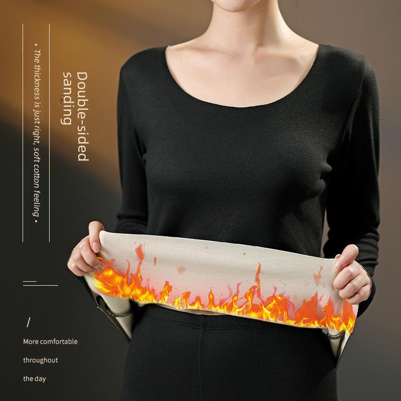 German Velvet Seamless Thermal Top & Pants Set for Autumn/Winter