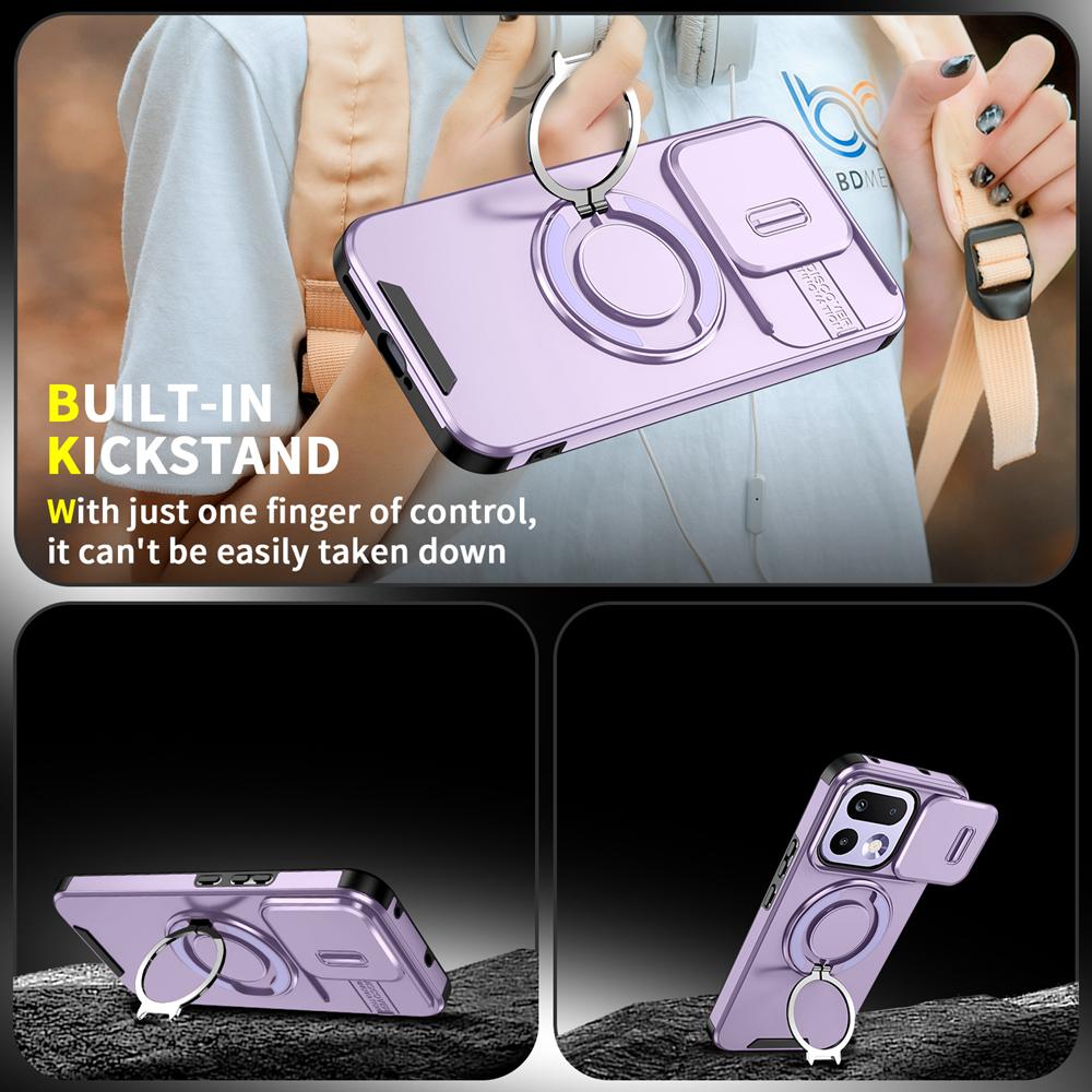 KEYSION 360° Rotating Ring Stand Phone Case for OPPO Realme 16 Pro 5G 16 Pro+ Slide Camera Protection Magnetic Shockproof Cover