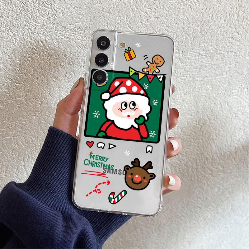 Clear Case For Samsung Galaxy S22 S20 FE S21 Plus S10 Lite S9 S8 S10e Note 20 Ultra 10 Lite 9 Phone Cover Snowman Christmas Cute