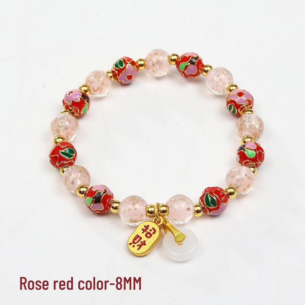 Cloisonné Enamel Floral Peace Buckle Bracelet - Luminous, High-End Jewelry for Women