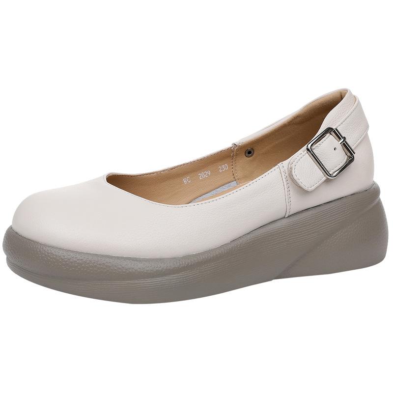 

GKTINOO 2025 Новые весенне-осенние туфли из натуральной кожи в новом британском стиле, на толстой подошве, туфли-клинья, на мягкой подошве, слипоны, женские туфли 43