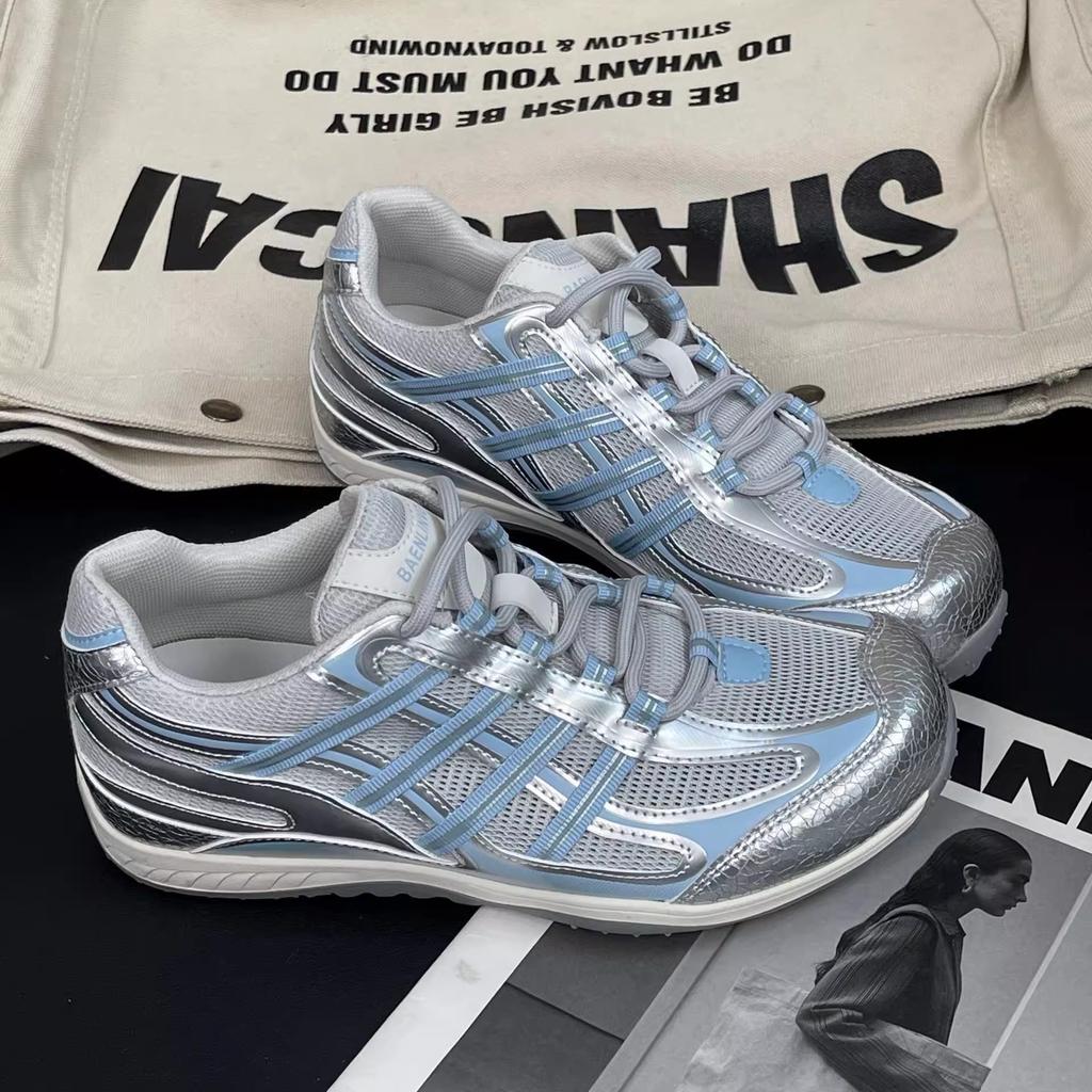 Mesh Breathable Leather Forrest Gump Shoes Women's Small Inner Height Increase Women's Shoes 2025 Summer New Sports and Leisure Board Shoes