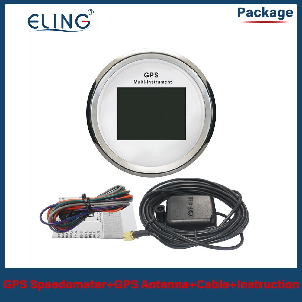 ELING 85mm 10 In 1 Functions Digital GPS Speedometer ODO Tachometer Hours Fuel Voltmeter Water Temp Oil Pressure