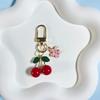 3D Red Cherry & Sakura Pendant Keychain - Alloy Jewelry Accessory