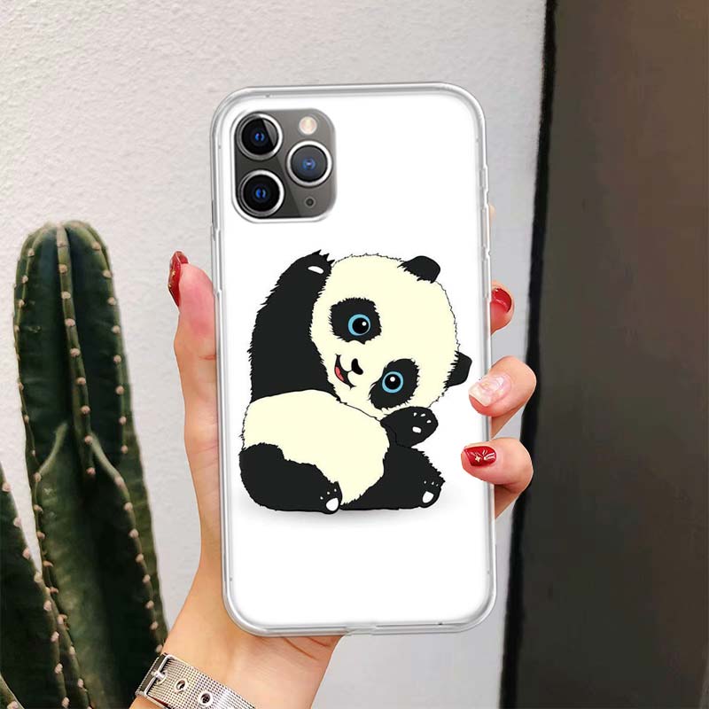 Cartoon Cute Panda Bear For iPhone 17 Air 16 15 14 Plus 13 Mini 12 11 Pro Max Phone Case 16E 7 Print 8 SE Fundas Cover Soft Coqu