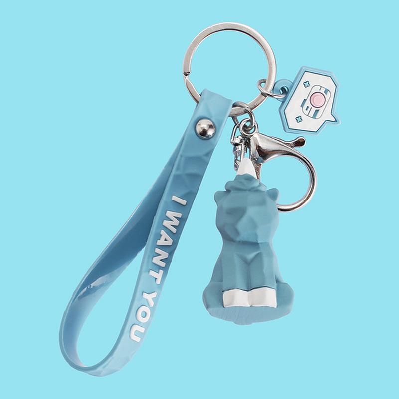 1 Pcs Creative Cartoon Geometric Faceted Dinosaur Panda Doll Keychain Couple Car Key Ring Backpack Hanging Gift