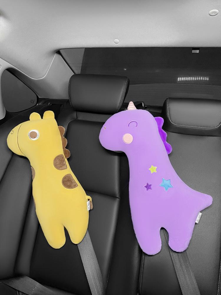 Dinosaur Unicorn Plush Seat Belt Shoulder Cover - Cute Cartoon Decoration for Cars