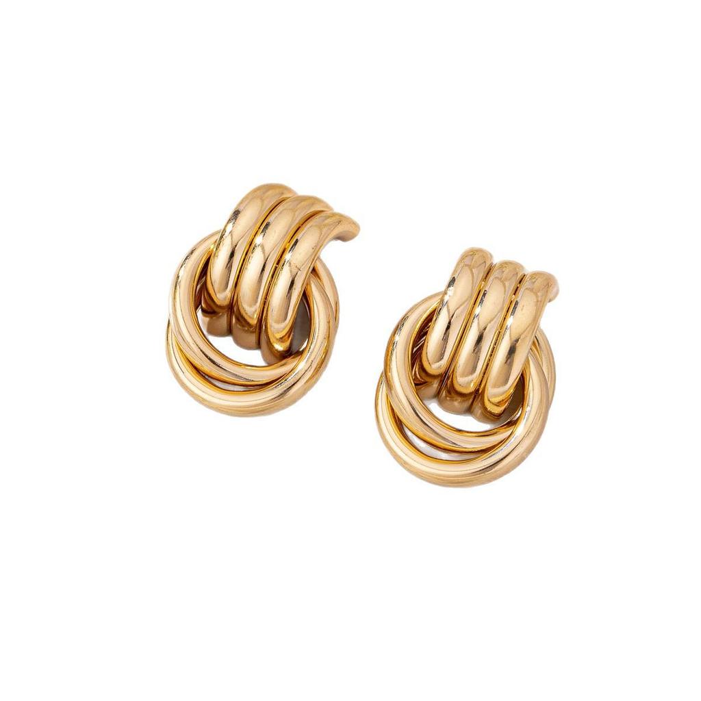 Geometric Spiral Pattern Earrings for a High-End Commuting Style