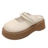 2025 New Summer Comfortable Platform Mary Jane Women's Shoes Without Heel Bag Head Half Slippers Women's Single Shoes Outside Sandals