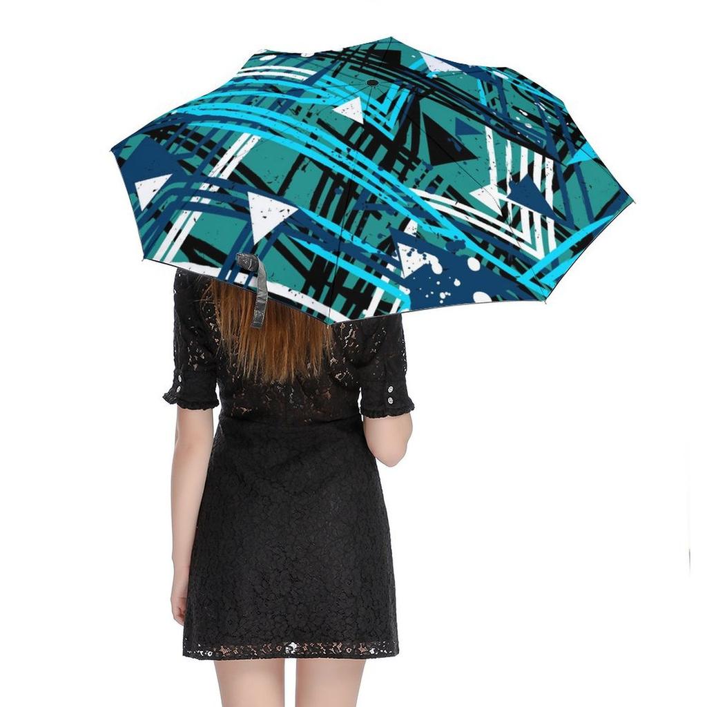1 Pack Automatic Umbrella With Strong Windproof Structure And Water Repellent Surface For Travel In Graffiti Inspired Tone