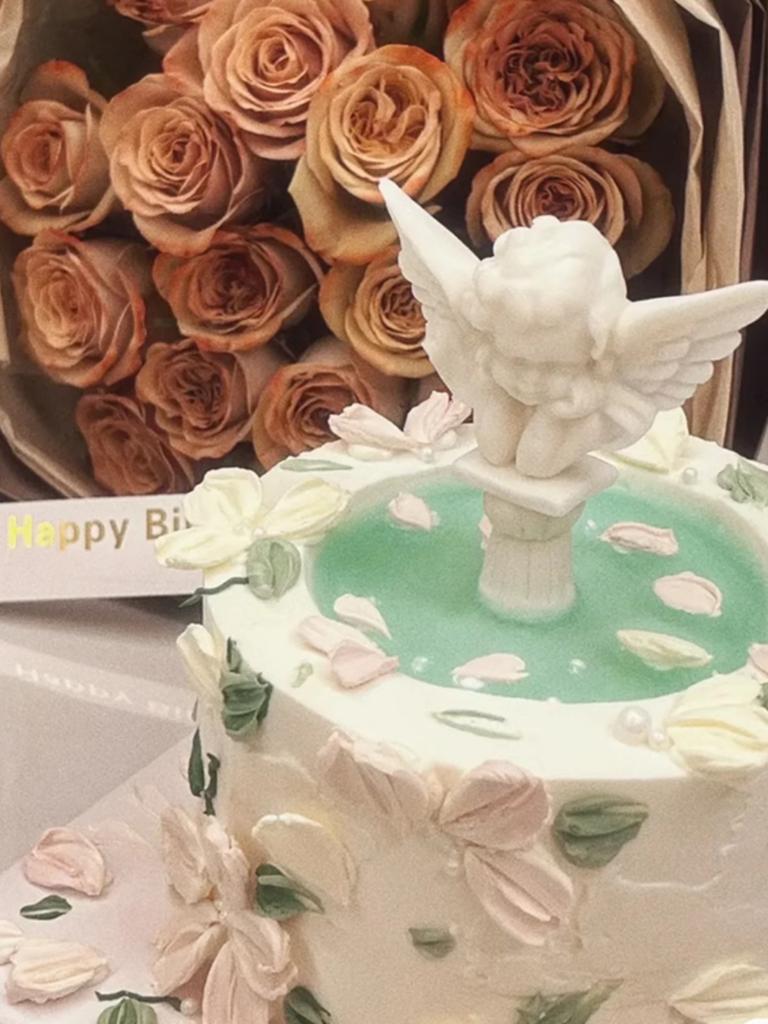 Angel Birthday Cake Decoration Silicone Mold Sugar Art Mould Kitchen Baking Tools Vintage Water Column Design