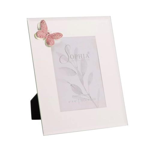 Sophia Pink Butterfly Glass Photo Frame 4 X 6