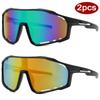 2pcs UV400 Protective Glasses for Cycling Outdoor Sports One-piece Sun Glasses Road Bike Climbing Eyewear Windproof