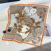 2024 Luxury Animals Floral Print 70cm Cotton Velvet Square Scarf for Women Soft Neckerchief Lady Hijab Neck Tie Hair Headbands