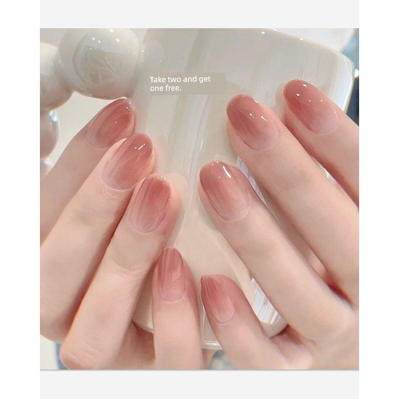 

Короткий маникюрный набор телесного цвета Полный набор Роскошный накладной маникюр 2025 Новинка Наклейки для ногтей Готовый продукт Наклейка для ногтей Beaded Jade