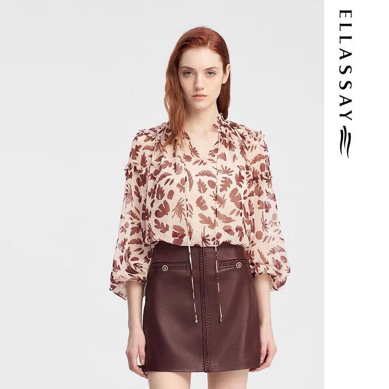 

ELLASSAY Women s Hand-painted Floral Shirt L