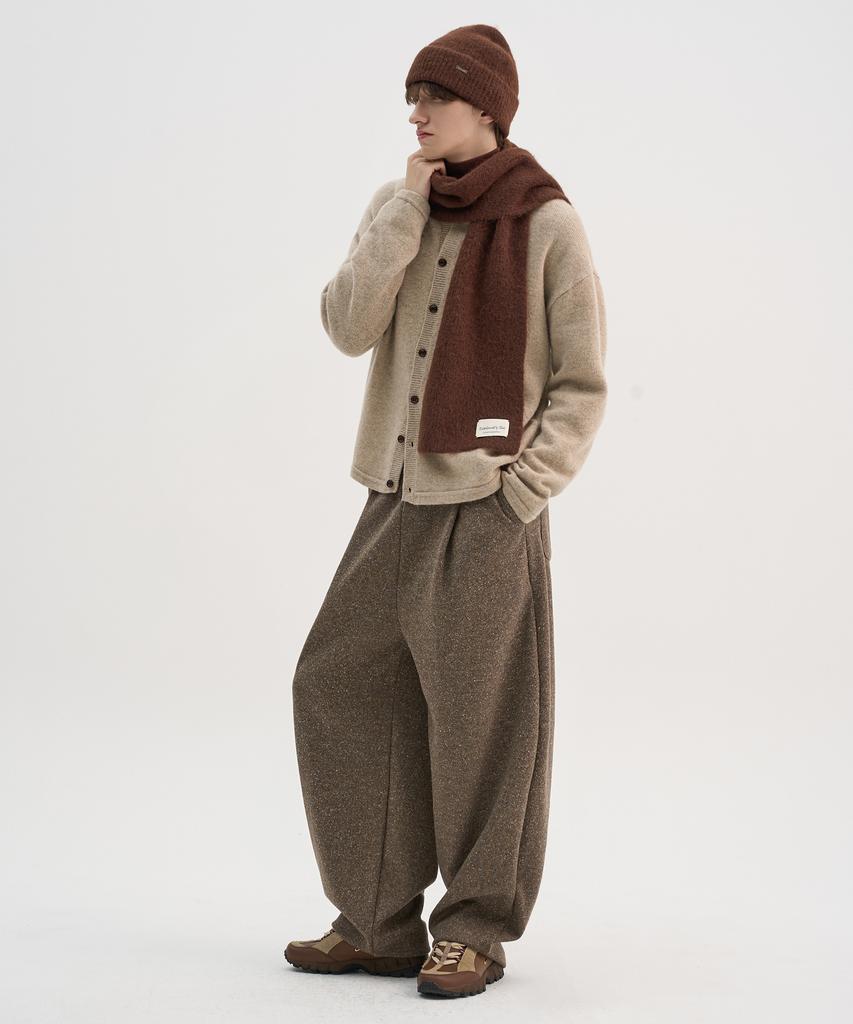 TRIP LE SENS [F/W] Neuf Texture One-Pleat Curved Elastic Waist Pants_Melan Brown