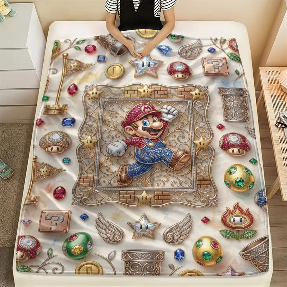 Mario Jumping Action Blanket, Mario Fan Cozy Throw, Great Gift.chl 75x90cm