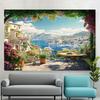 Amalfiküste Balkon Wandteppich, Küstenstadt und Blaues Meer für Wohnzimmer