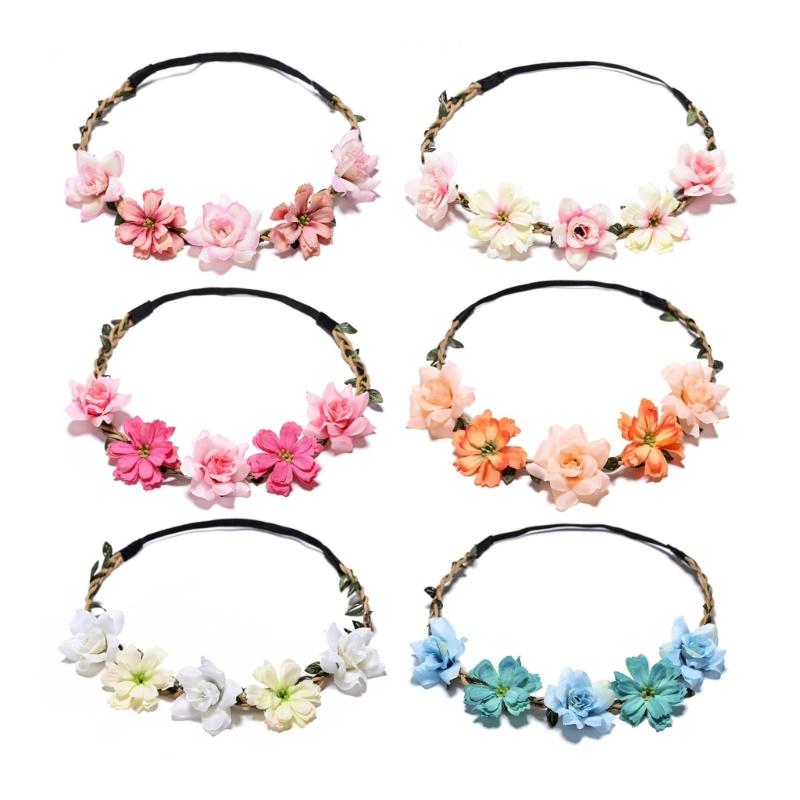 Floral Garlands Crown Hair Wreath Bright Color Flower Headbands Women Bride Flower Crown for Stall Market 1