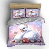 Elegant Swan with Flowers Bedding Duvet Cover Set  (1*Duvet Cover 2*Pillowcases, without duvet insert)