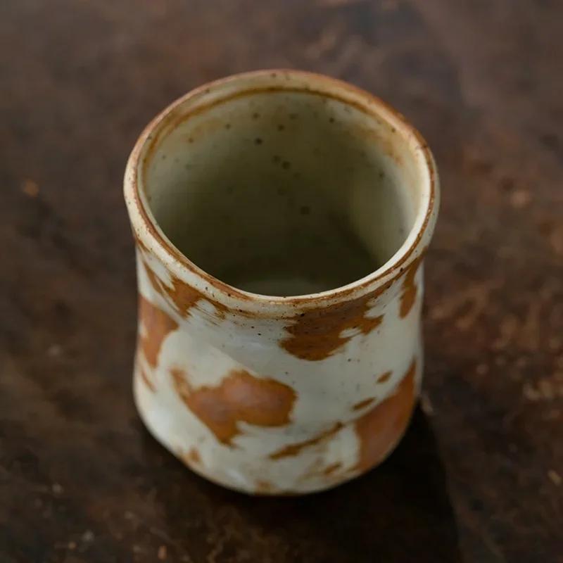 230ML Coarse Pottery Coffee Cup Hand Holding Cup Retro Japanese Ceramic Espresso Coffee Cup Living Room Decorative Ceramic