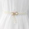 Korean Version of Women's Rhinestone Pearl Waist Chain Fashion Dress Decorative Elastic Waist Belt Women's Sweet Flower Elastic Waist Seal