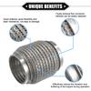 ABSOPRO Car Exhaust Flexible 63x102mm Exhaust Flex Connector Pipe Universal for Durable Stainless Silver Tone Pipe, Bellows, Cars, Steel,