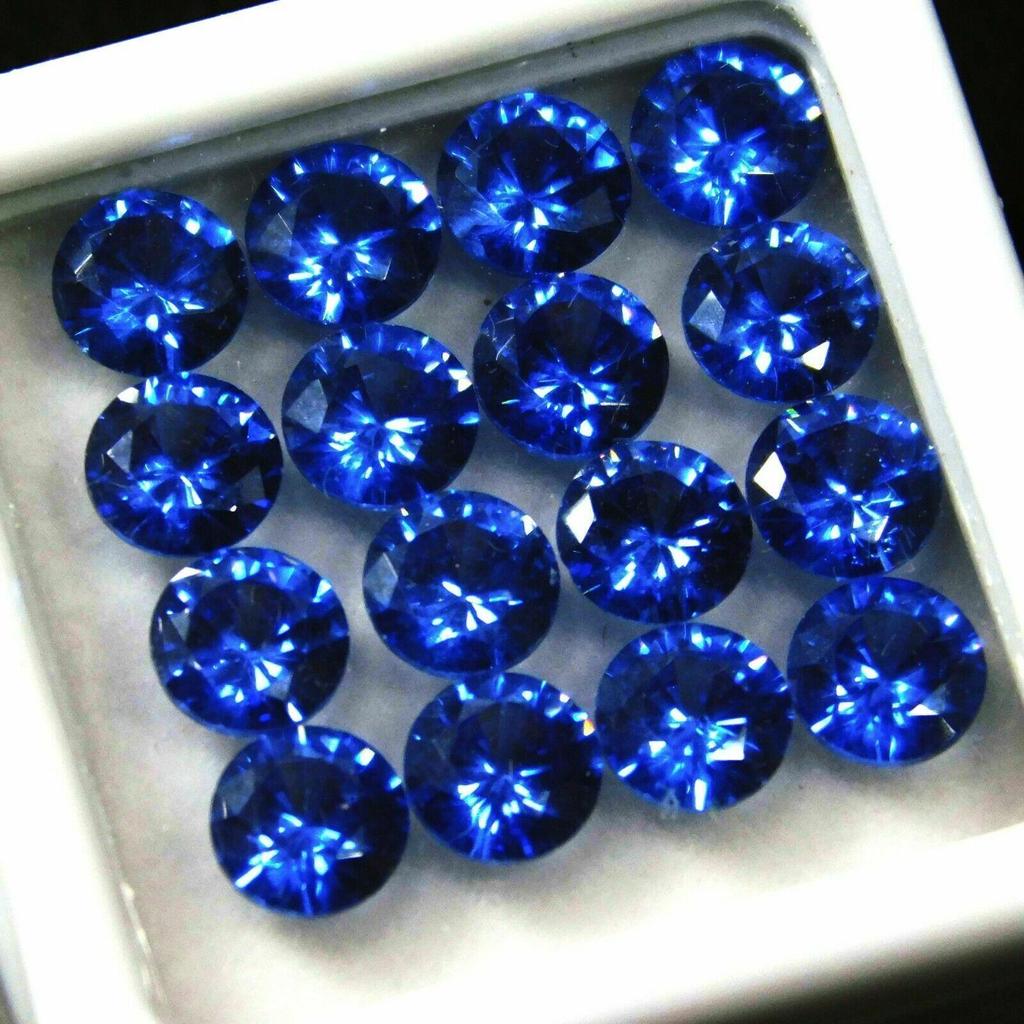 16 Pcs Natural 5x5 Mm Blue Sapphire Round Lot CERTIFIED Loose Gemstone Sj-184132