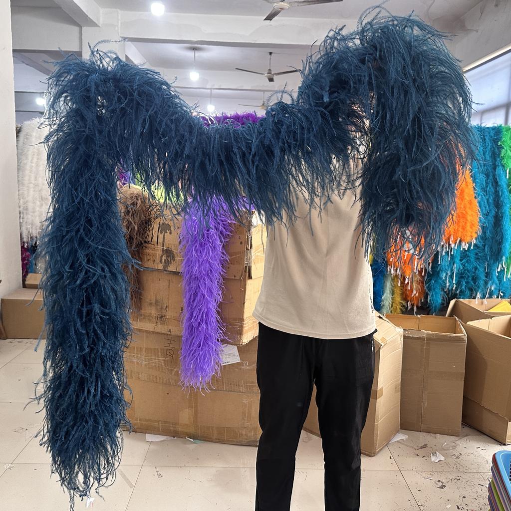 DIY 1/2/3/6/10 Ply Natural White Ostrich Feathers Boa Trim for Craft Wedding Party Festival Clothing Decoration Plumes Shawl 2M