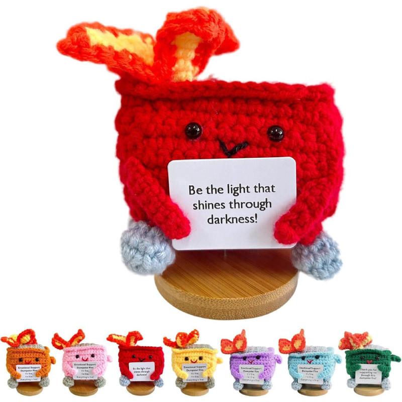 Adorable Handcrafted Crochet Emotion Support Plush Garbage Bin Decorative Figure Gift In Vibrant Colors For Modern Home Decor